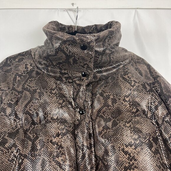Blank NYC Brown Snakeskin Puffer Jacket Women's Size L - Picture 3 of 11